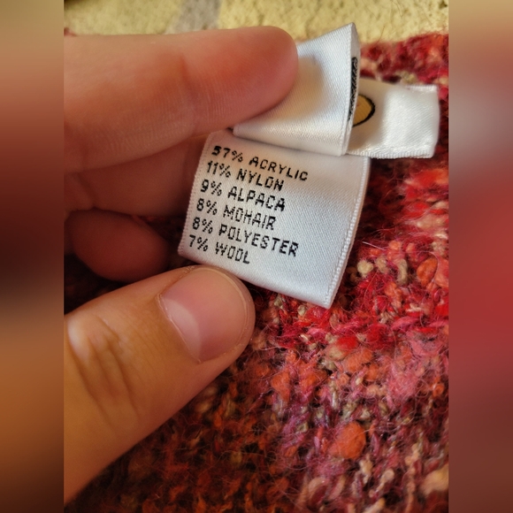 Vintage Talbots 90s Alpaca Mohair Cherry Striped Sweater Womens Size Medium - Picture 5 of 6